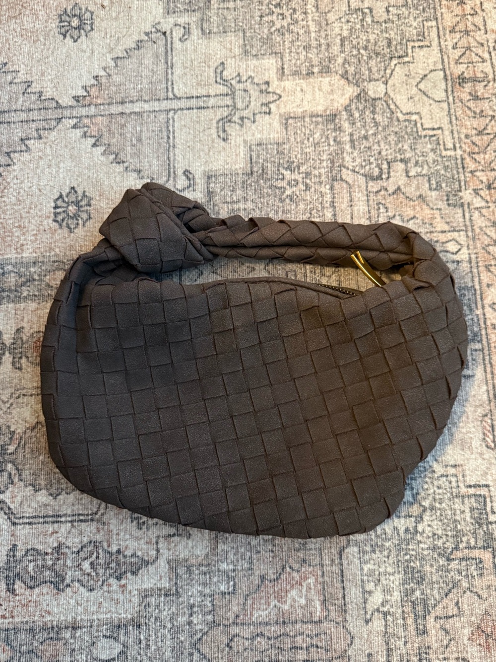 Brown Woven Suede Mini Bag